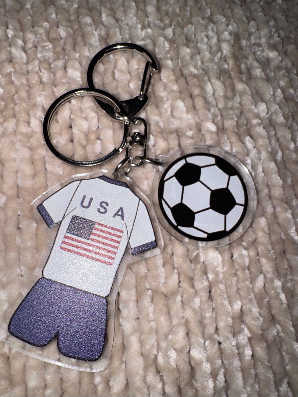 USA Soccer Jersey & Soccer Ball Keychain Bag Charm NWOT